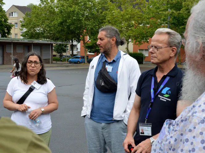 Deniz Simsek Demirci, Ilter Altunbas und Peter Reuter vom Stadteilbüro des Diakoniewerks Essen mit dem Namen „BlickPunkt 101“