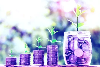 Geld auf kleinen wachsenden Stapeln
