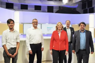 Diakonie RWL Christian Heine-Göttelmann, Max Lucks (Grünen), Bärbel Bas (SPD), Dennis Radtke (CDU) und Christian Zeelen (Moderator)