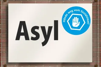 Schild mit Aufschrift "Asyl"