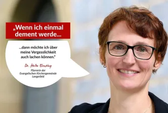 Pfarrerin Heike Ernsting auf einem Plakat zum Thema Demenz