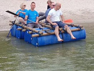 Teaserfoto Floßbau Abschlussveranstaltung Mobile Hochwasserhilfe
